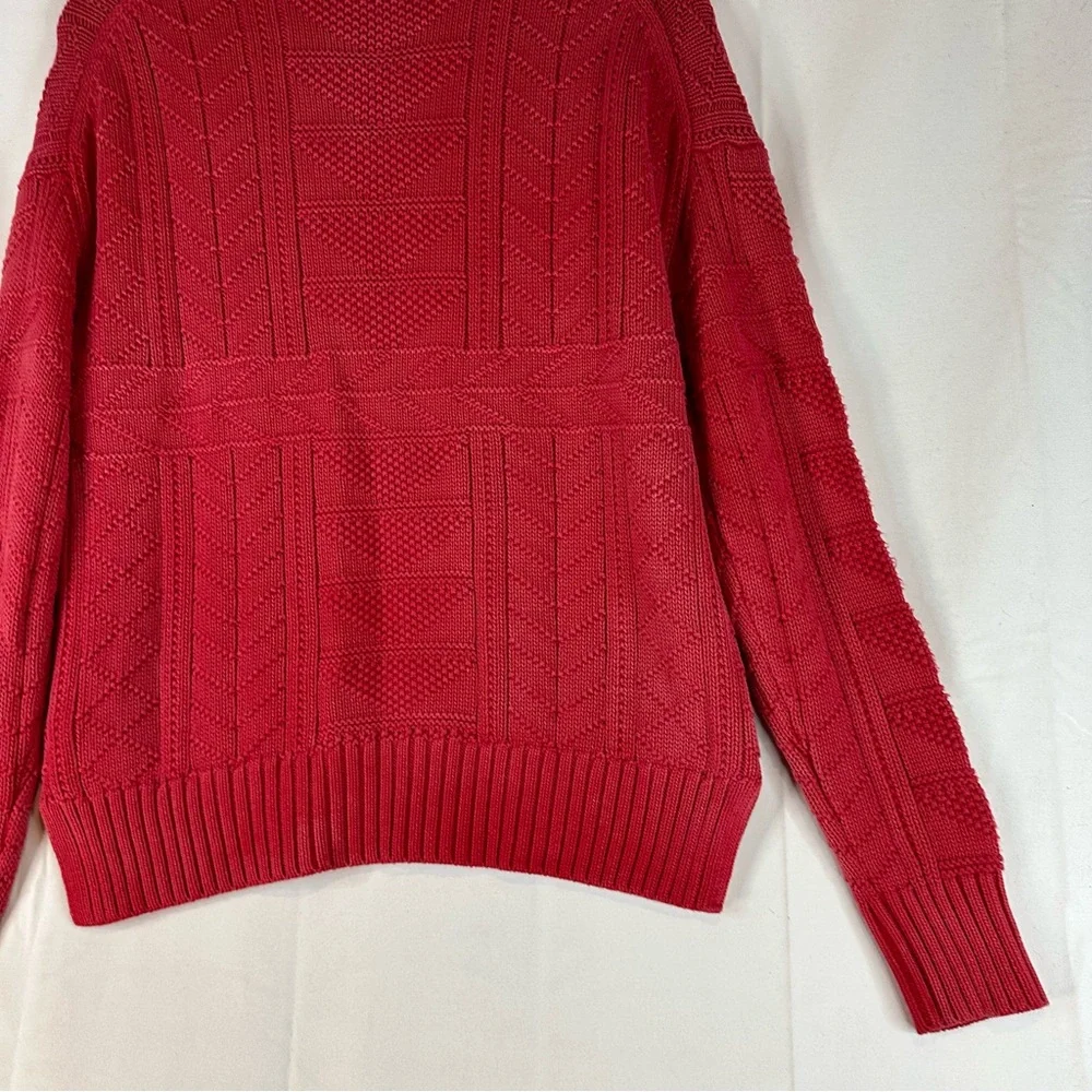 POLO RALPH LAUREN Men’s Size M Sweater Crew Neck Cotton Pullover Red Cable Knit